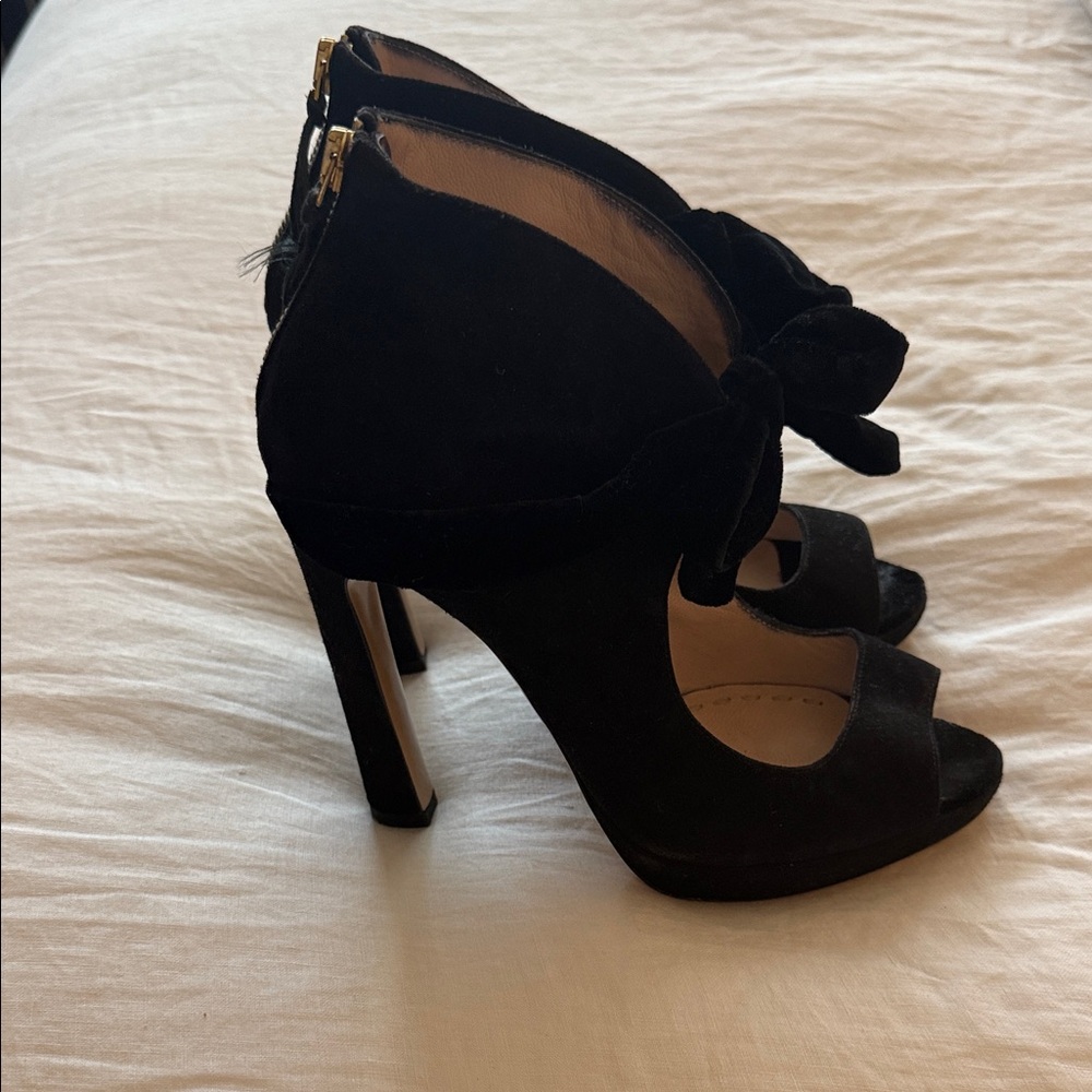 Miu Miu Black Suede Heels with Bow
